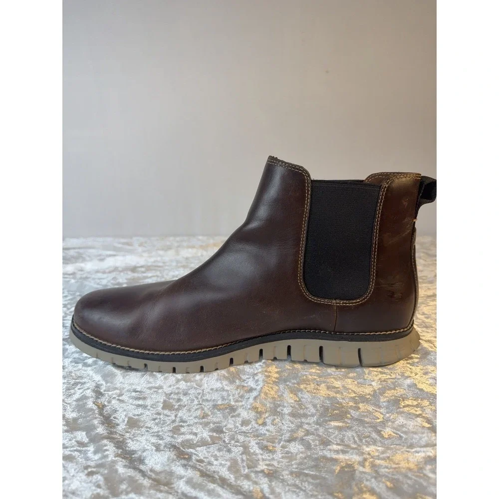 Cole Haan ZERØGRAND Waterproof Chelsea Boots Brown Leather Men's 12M C30164